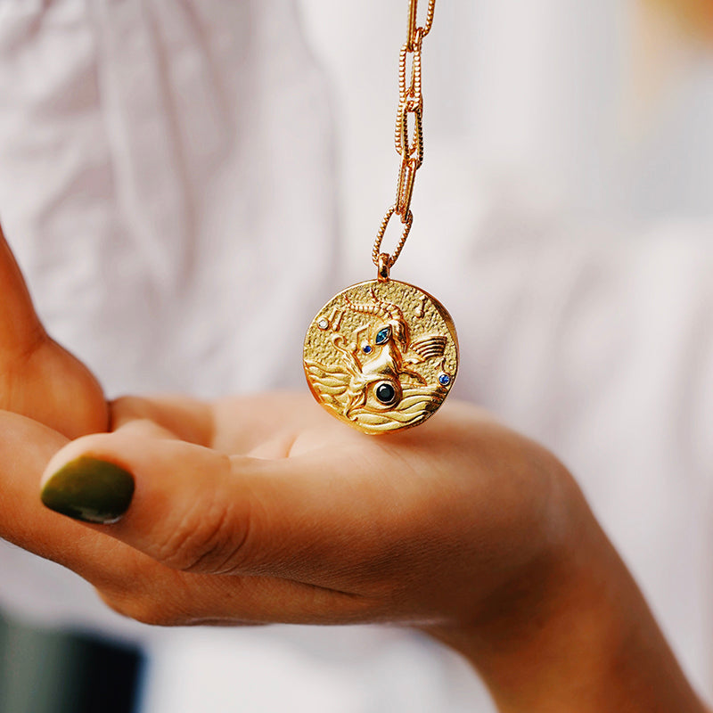12 CONSTELLATIONS Capricorn double-sided customized coin necklace