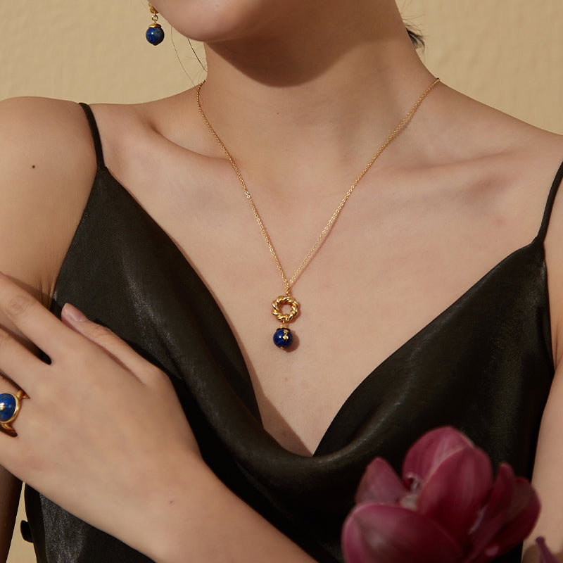REBORN 'Water' Oracle Bone Lazurite Customized Necklace