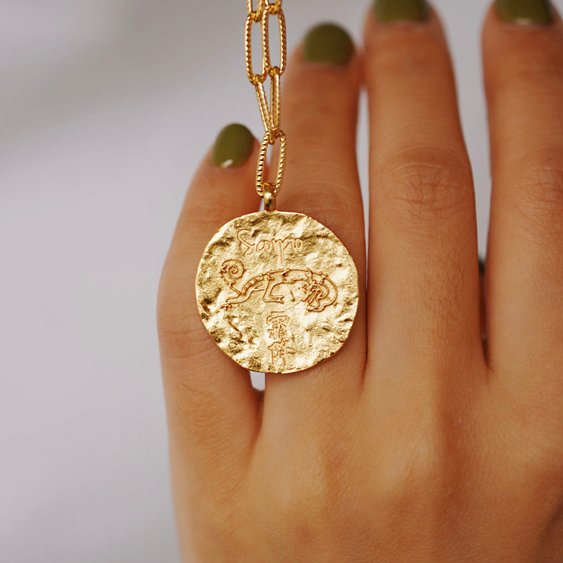 12 CONSTELLATIONS Scorpio double-sided customized coin necklace