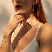 PEARLWING Diamond Pearl Y Shaped Chain Necklace