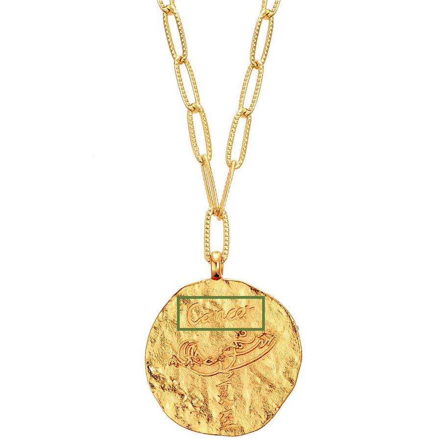 12 CONSTELLATIONS Cancer double-sided customized coin necklace