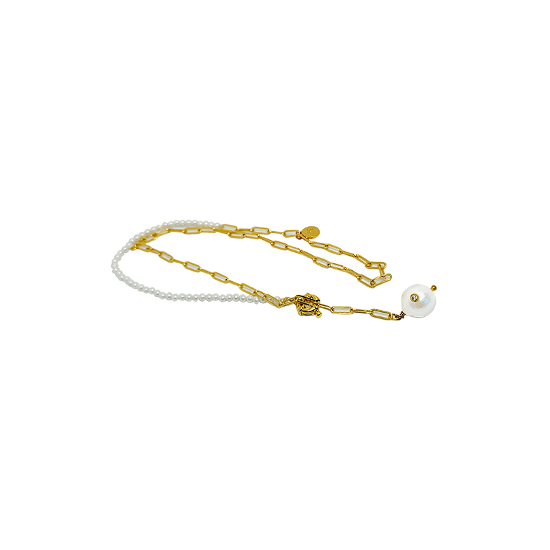 PEARLWING Diamond Pearl Y Shaped Chain Necklace