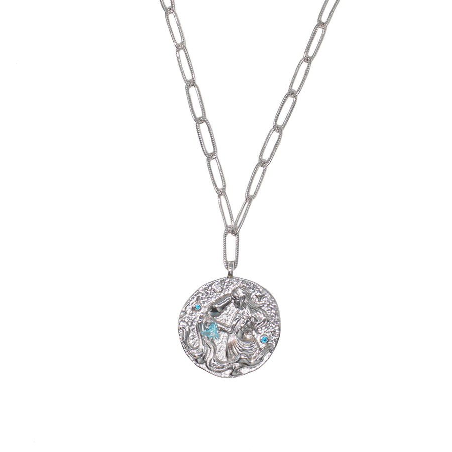 12 CONSTELLATIONS Aquarius double-sided customized coin necklace