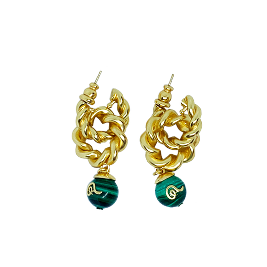REBORN 'Air' Oracle Bone Malachite Customized Earrings & Ear Clips