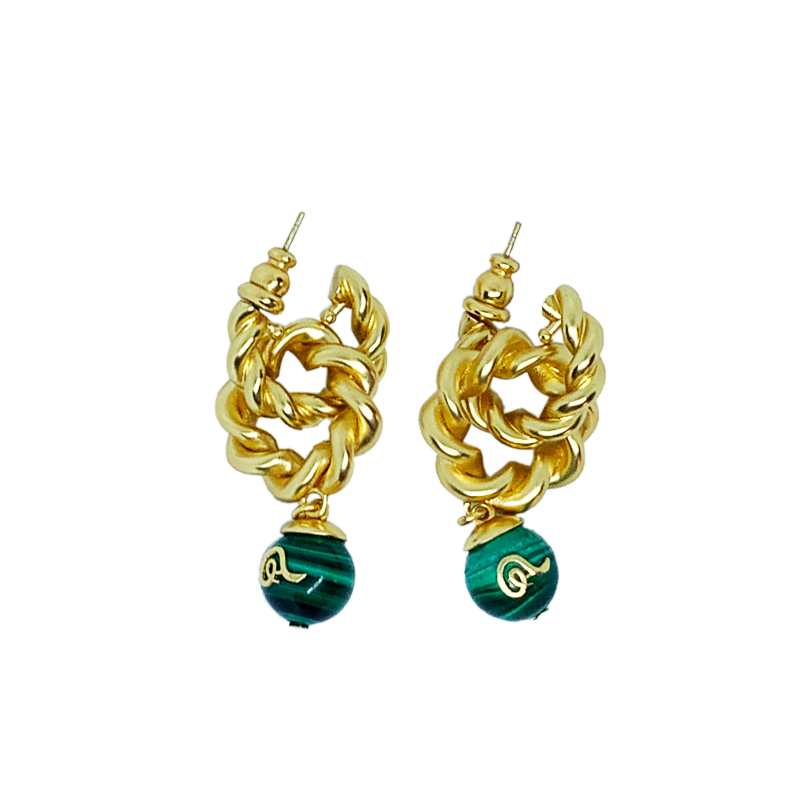 REBORN 'Air' Oracle Bone Malachite Customized Earrings & Ear Clips