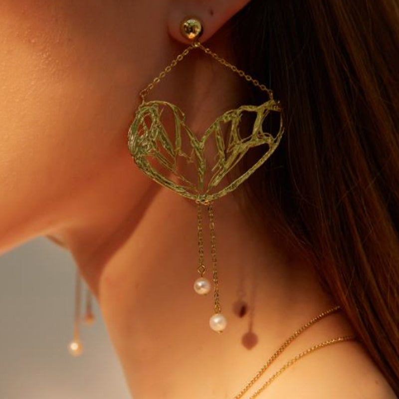 PEARLWING Butterfly Pearl Drop Earrings