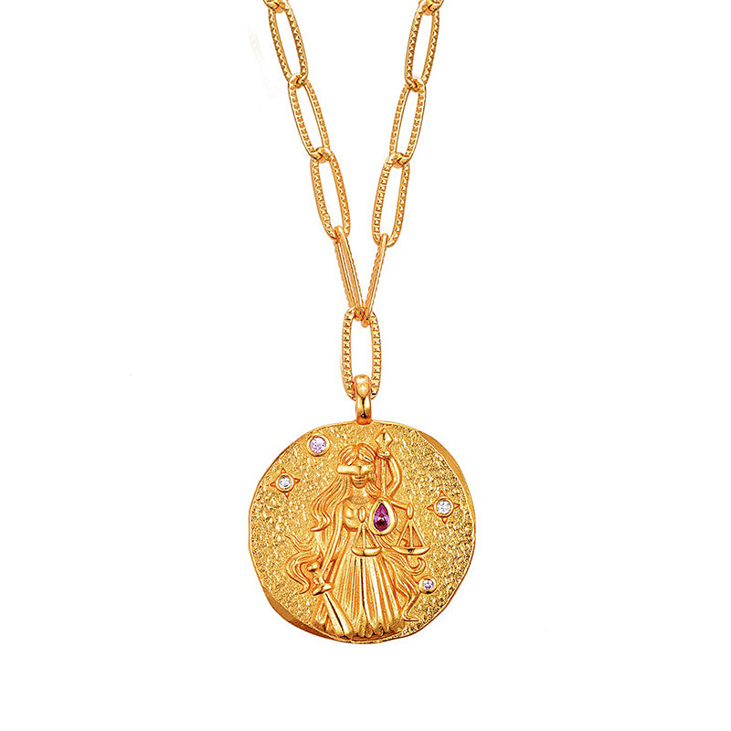12 CONSTELLATIONS Libra double-sided customized coin necklace