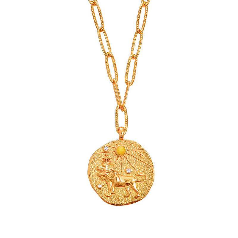12 CONSTELLATIONS Leo double-sided customized coin necklace
