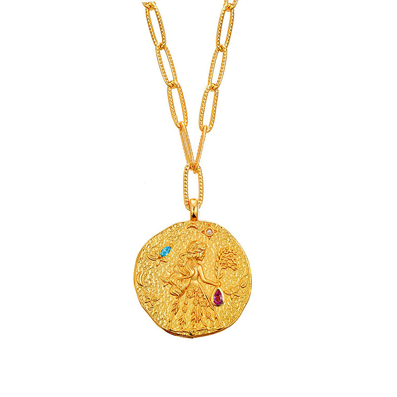 12 CONSTELLATIONS Virgo double-sided customized coin necklace