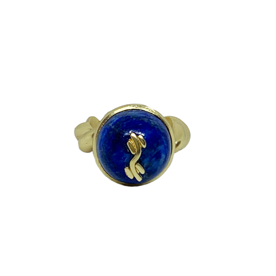 REBORN 'Water' Oracle Bone Lazurite Customized Open Ring
