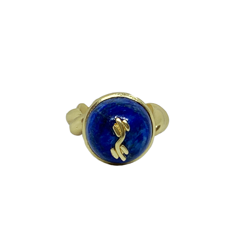 REBORN 'Water' Oracle Bone Lazurite Customized Open Ring