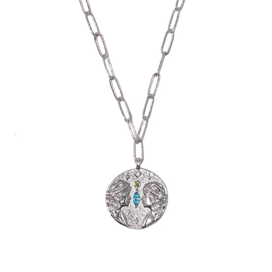 12 CONSTELLATIONS Gemini double-sided customized coin necklace