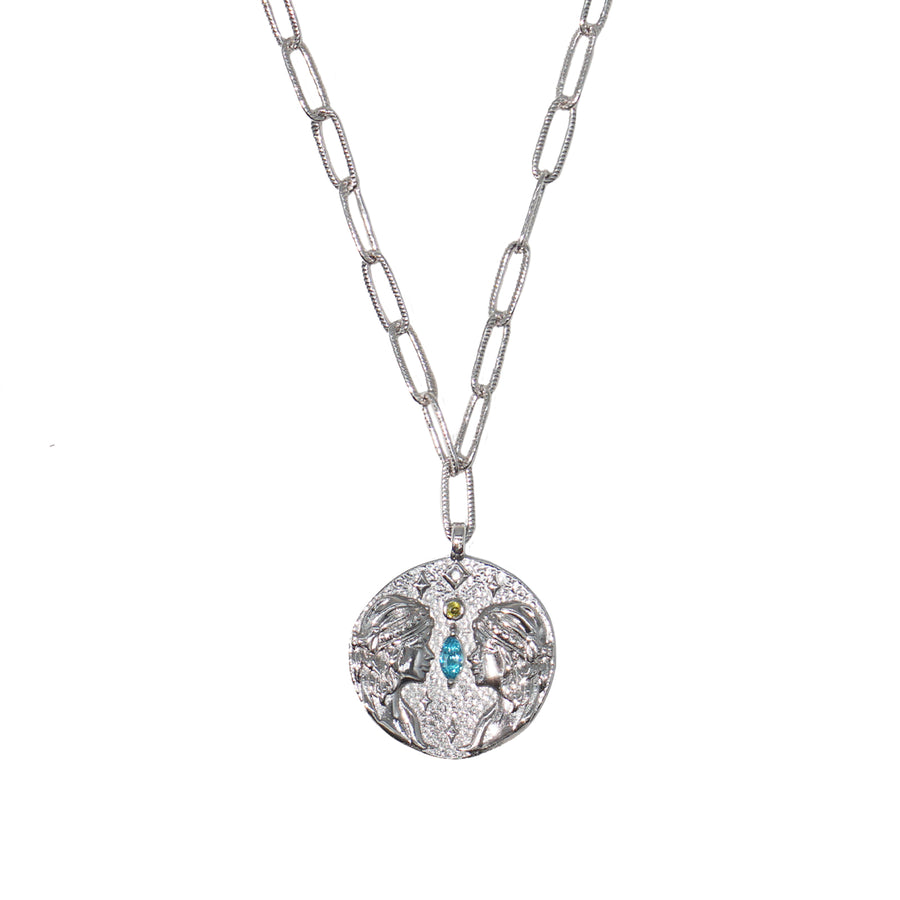 12 CONSTELLATIONS Gemini double-sided customized coin necklace