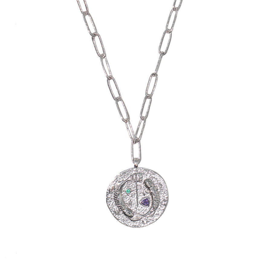 12 CONSTELLATIONS Pisces double-sided customized coin necklace