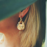 FLYING BIRD LOVE ODYSSEY 18K Gold Plated Ancient Bronze Phoenix Coin Drop Earrings