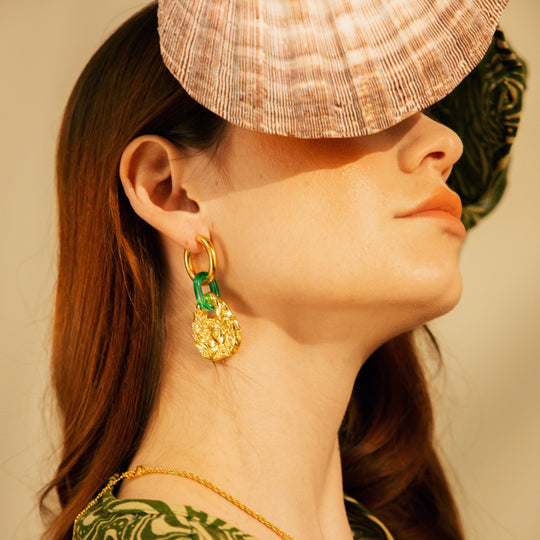 FLYING BIRD LOVE ODYSSEY 18K Gold / Platinum Plated Ancient Bronze Phoenix Coin Drop Earrings