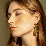 FLYING BIRD LOVE ODYSSEY 18K Gold / Platinum Plated Ancient Bronze Phoenix Coin Drop Earrings
