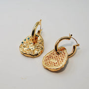 FLYING BIRD LOVE ODYSSEY 18K Gold Plated Ancient Bronze Phoenix Coin Drop Earrings