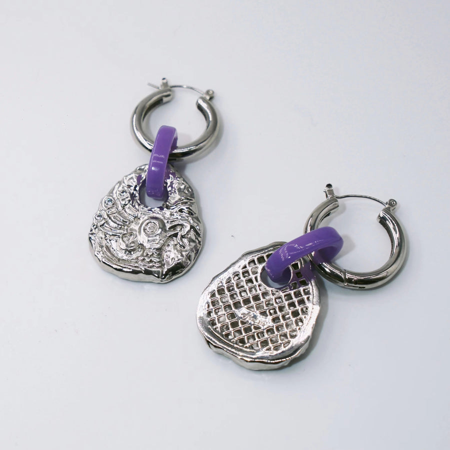 FLYING BIRD LOVE ODYSSEY 18K Gold / Platinum Plated Ancient Bronze Phoenix Coin Drop Earrings