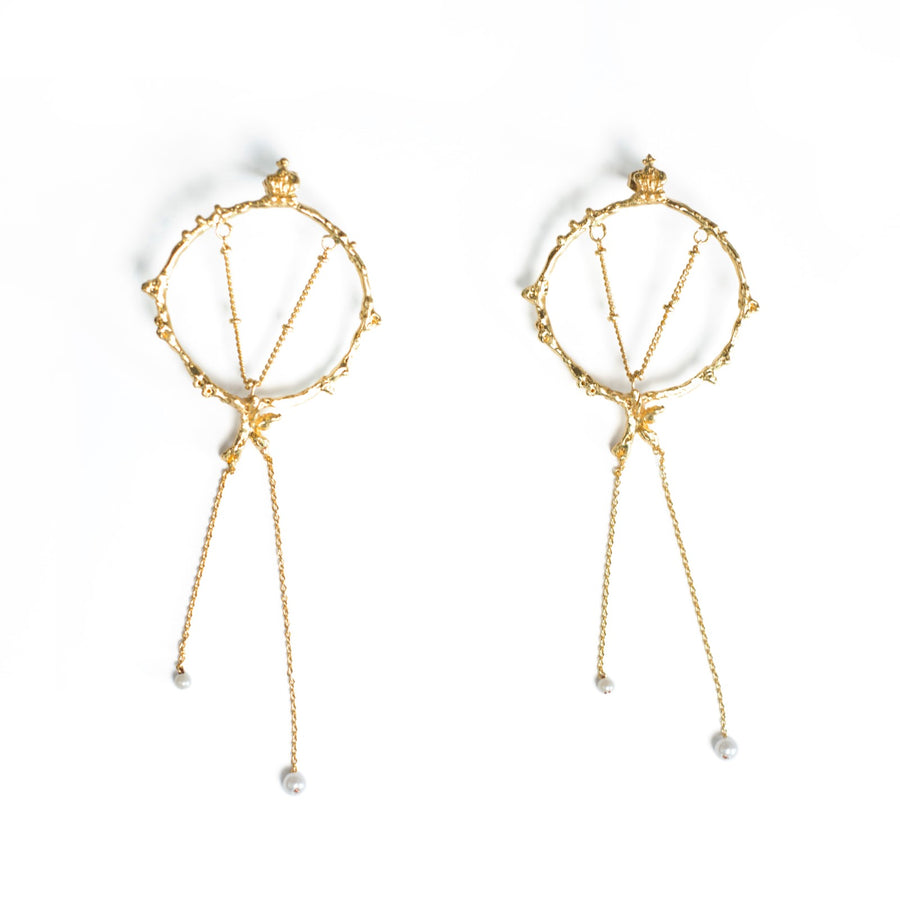 LOST IN EDEN'S GARDEN  18K Gold Plated Pearl Drop Earrings