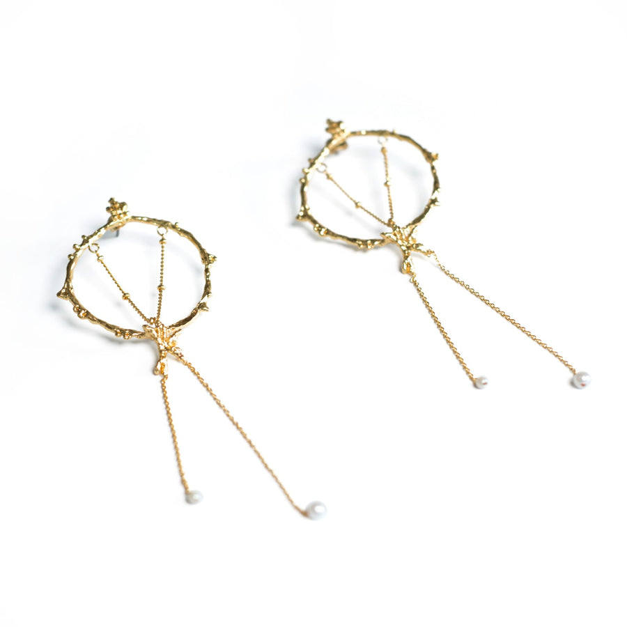 LOST IN EDEN'S GARDEN  18K Gold Plated Pearl Drop Earrings