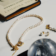 'The Alphabet Collection' 18K gold plated 26 Letter Mother of Pearl Shell Pendant Diamond Pearl Necklace