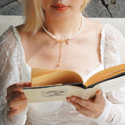 'The Alphabet Collection' 18K gold plated 26 Letter Mother of Pearl Shell Pendant Diamond Pearl Necklace