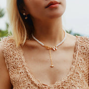 'The Alphabet Collection' 18K gold plated 26 Letter Mother of Pearl Shell Pendant Diamond Pearl Necklace