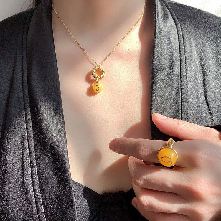 REBORN 'Earth' Oracle Bone Amber   Customized Open Ring