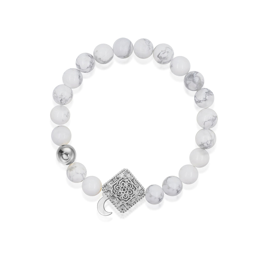 「Three Charms」 Sundial &Lotus&The endless love knot turquoise beaded bracelet