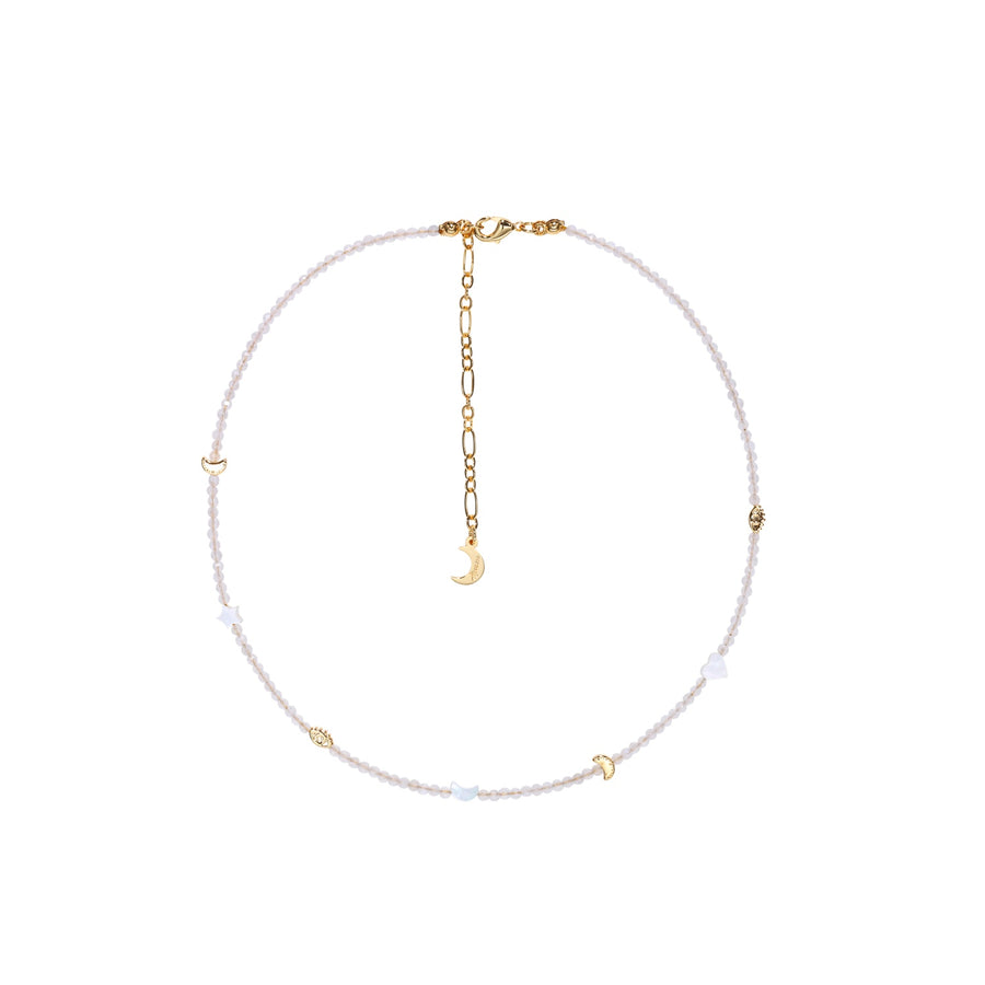 Evil Eye Moon & Heart Gold Vermeil Choker Necklace & Bracelet, Crystal Protection Jewelry