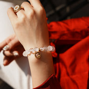 「Hidden Aura」Solid 925 Sterling Silver, 18K Gold/White Gold Plated White Color Healing Moonstone Sunlight Pendant Crystal Gemstone Beads Bracelet