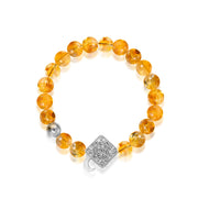 「Three Charms」 Sundial &Lotus& The endless love knot Citrine beaded bracelet