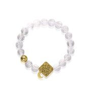「Three Charms」 Sundial &Lotus&The endless love knot Rock Quartz beaded bracelet