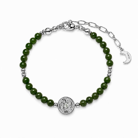 Lotus Within · 18K Gold Vermeil / Rhodium Plated Sterling Silver As You Wish Green Nephrite Jade Beaded Bracelet