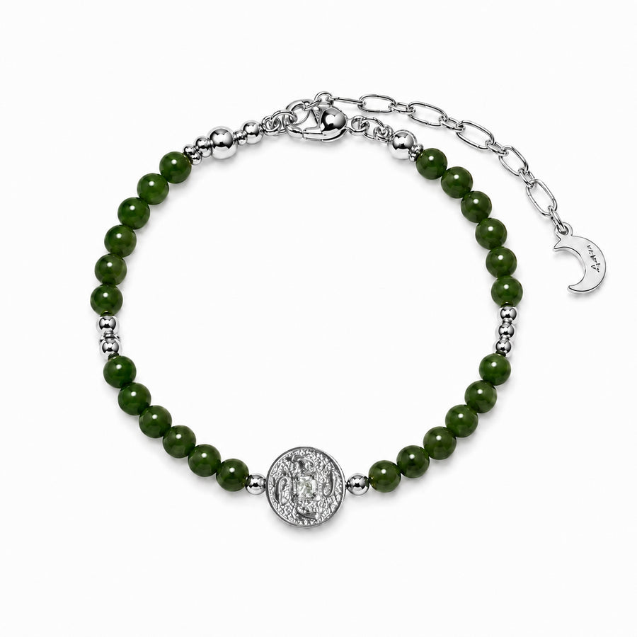 Lotus Within · 18K Gold Vermeil / Rhodium Plated Sterling Silver As You Wish Green Nephrite Jade Beaded Bracelet