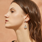 「Three Charms」Solar Meridian the Sun pearl tassel drop earrings