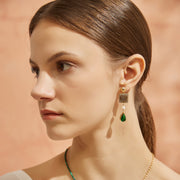 「Three Charms」Lunar Bloom Lotus drop earrings