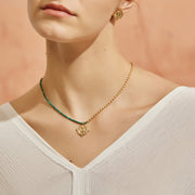 「Three Charms」Solar Meridian the sun crystle beaded necklace