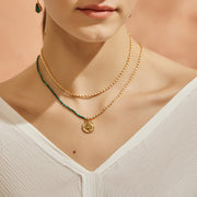 「Three Charms」simple beaded necklace