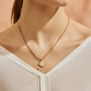 「Three Charms」Lunar Bloom Lotus crystal beaded necklace