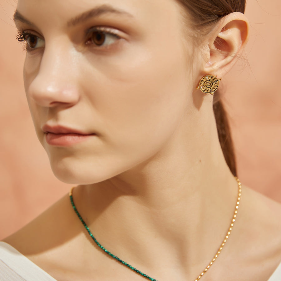 「Three Charms」Solar Meridian the endless love knot simple stud earrings