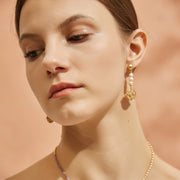 「Three Charms」Solar Meridian the Sun pearl tassel drop earrings