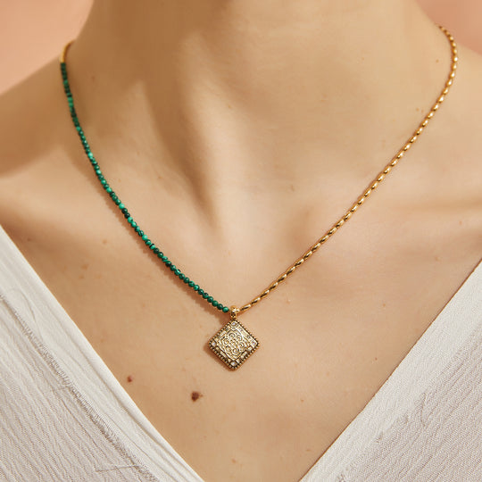 「Three Charms」Lunar Bloom Lotus crystal beaded necklace