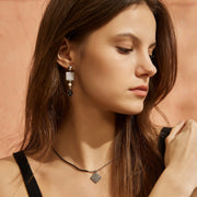 「Three Charms」Lunar Bloom Lotus drop earrings