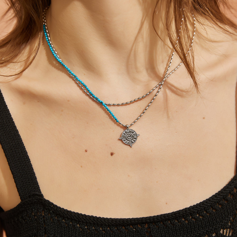 「Three Charms」Solar Meridian the sun crystle beaded necklace