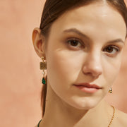 「Three Charms」Lunar Bloom Lotus drop earrings