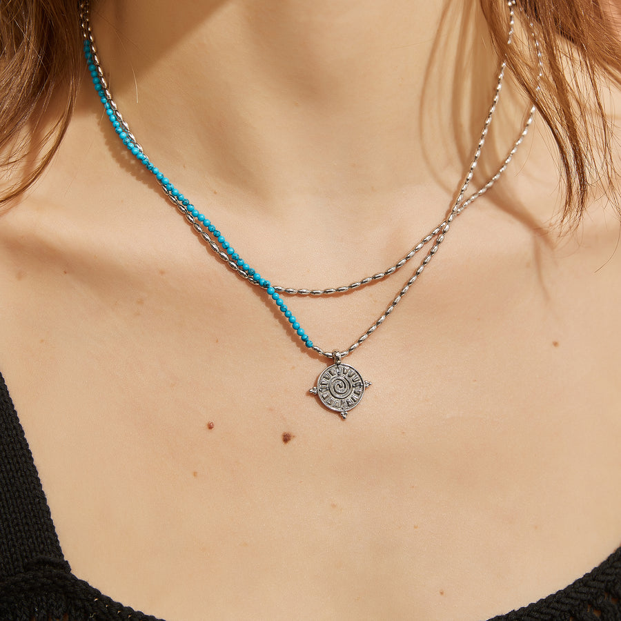 「Three Charms」Solar Meridian the sun crystle beaded necklace