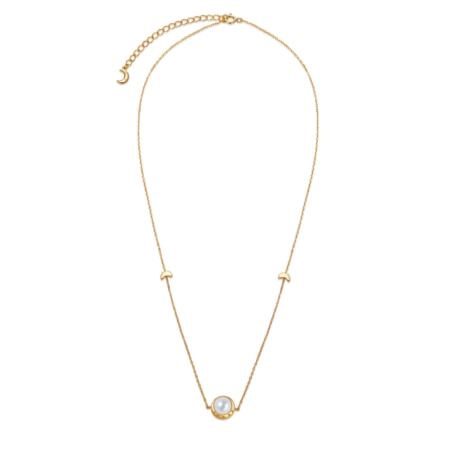 Moonlit Grace / Lunar Phase& Moon Minimalist Pearl Necklace