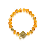 「Three Charms」 Sundial &Lotus& The endless love knot Citrine beaded bracelet